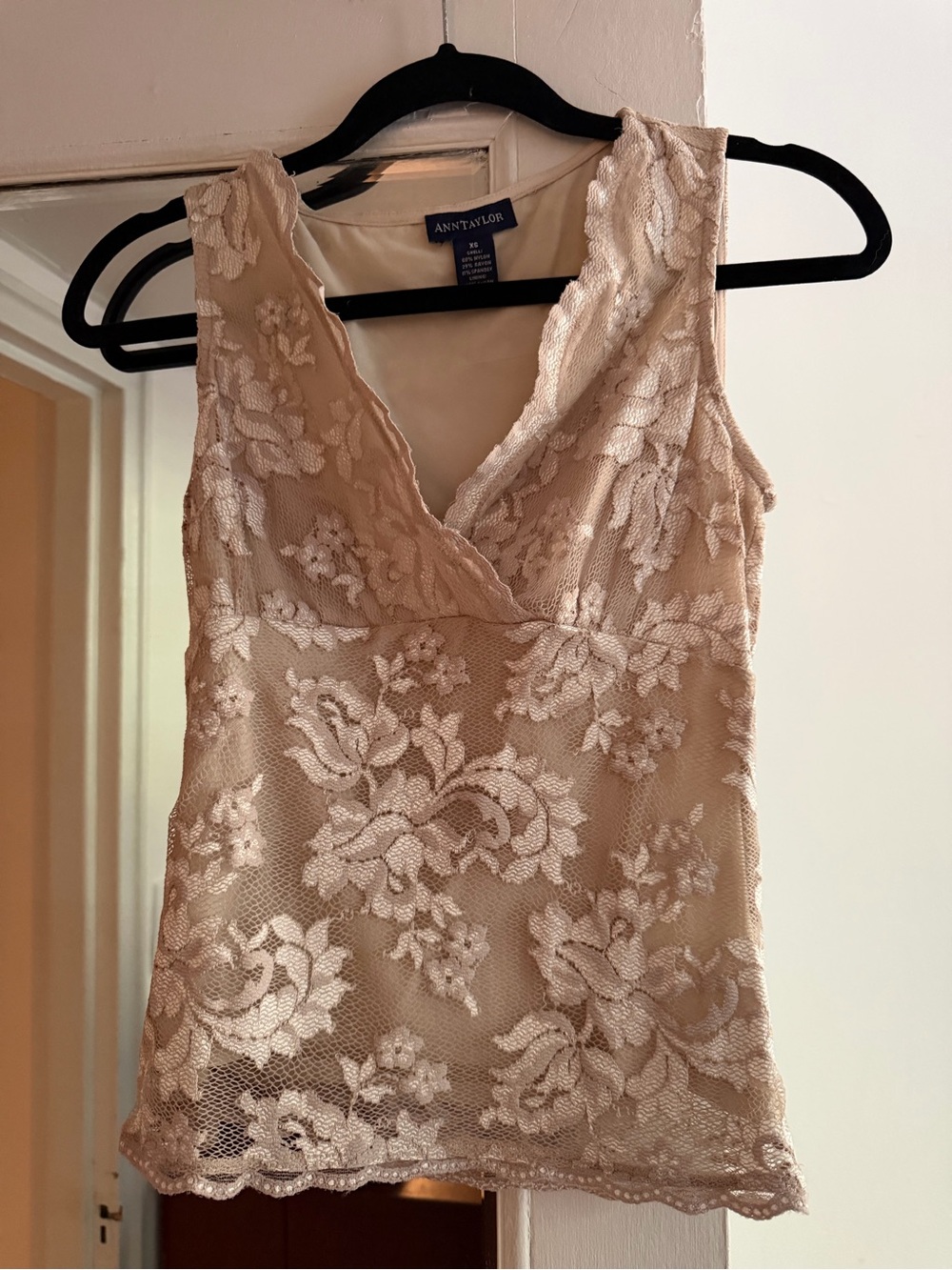 Vintage Ann Taylor Lace V-Neck Camisole in Beige